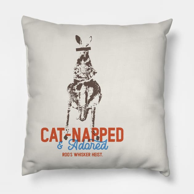 Cat-Napped and Adored Funny Pun Cat Kangaroo Pillow by Fitastic