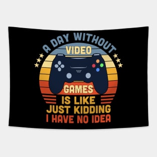 A Day Without Video Games Retro Vintage Funny Video Gamer Tapestry