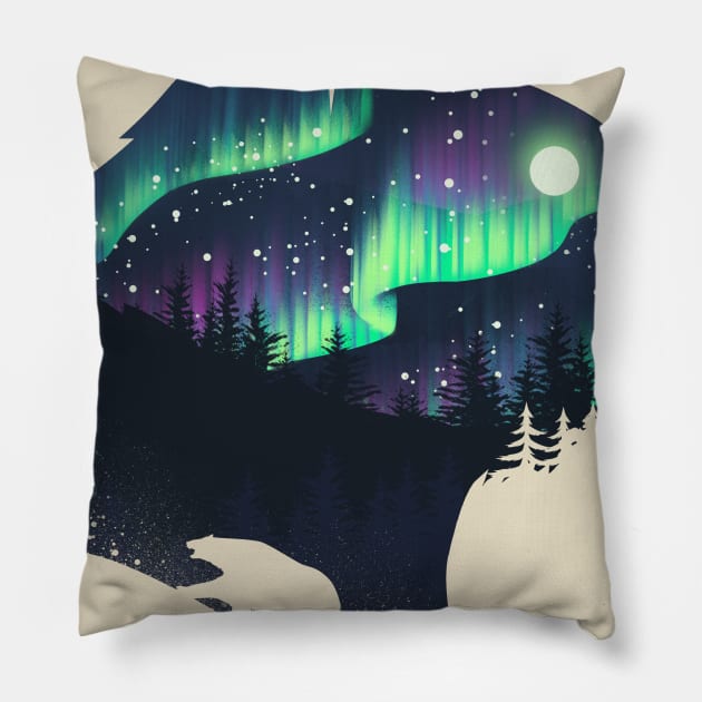 Northern Lights Pillow by DANDINGEROZZ