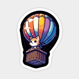 Kitten Lover Hot Air Balloon Ride Japanese Cat Humor Magnet