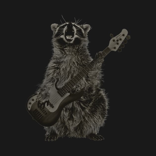 raccoon playing guitar by Frami Blair