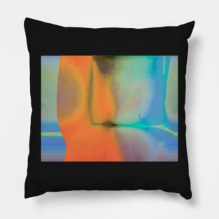 Orange and Blue Abstract Glitch Pillow