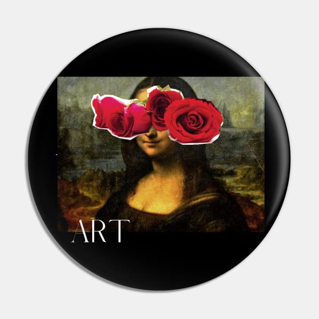 Revisited portrait of mona lisa T-Shirt Pin by Masterpiece Yourself