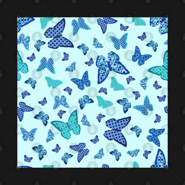 Blue Mosaic Butterflies by SpeareCreations