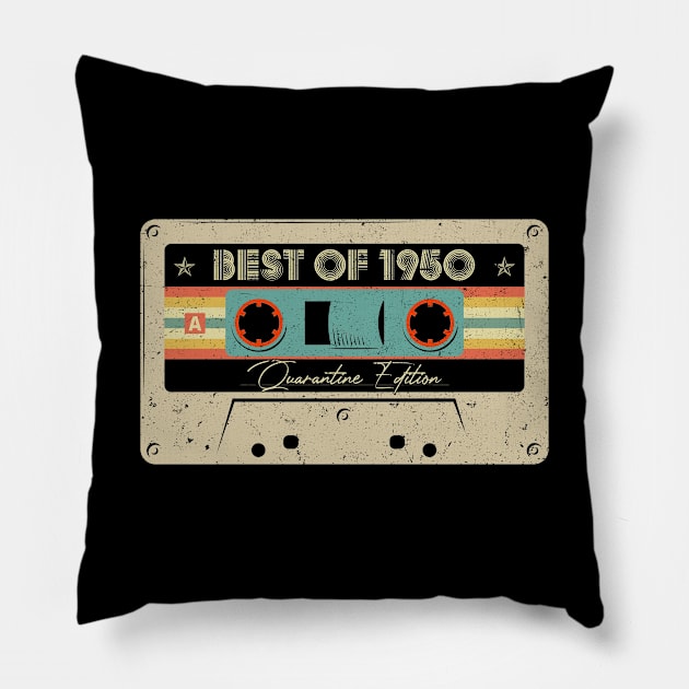 Vintage 70th Birthday Best Of 1950 Cassette Tape Quarantine Pillow by for shop