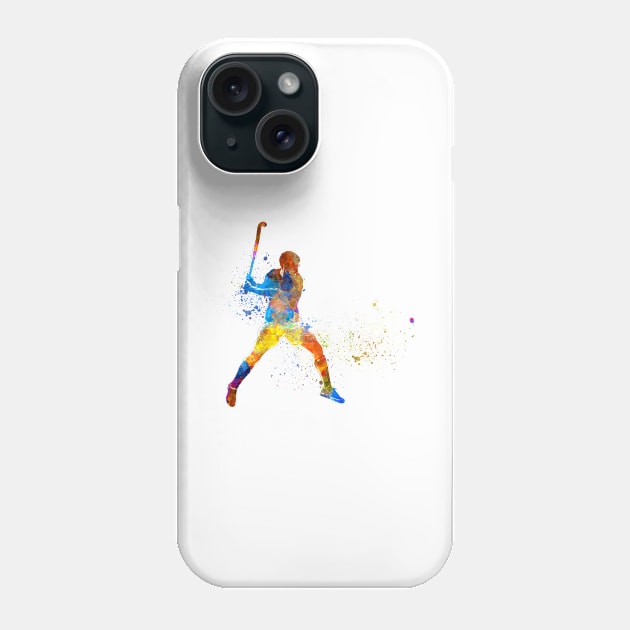 watercolor field hockey Phone Case by PaulrommerArt