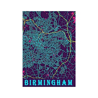 Birmingham Neon City Map, Birmingham Minimalist City Map Art Print T-Shirt