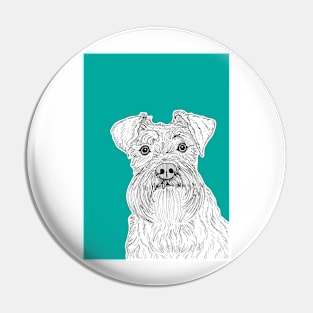 Schnauzer Dog Portrait ( teal background ) Pin