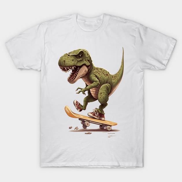 Skateboarding T-Rex Dinosaur T-Shirt