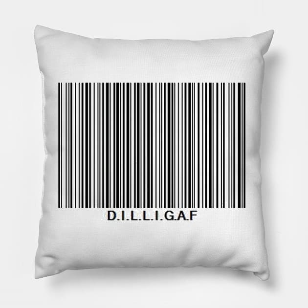 d.i.l.l.i.g.a.f barcode Pillow by bywhacky