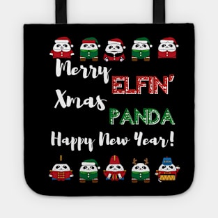 Merry Elfin' Xmas Panda Happy New Year! Cute Punny Xmas Tote