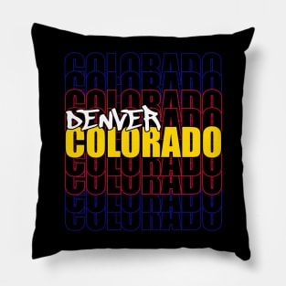 Denver Colorado State Flag Typography Pillow