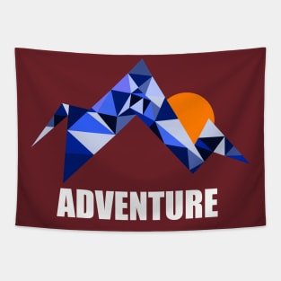 Geometric Mountain Adventure Tapestry