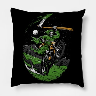 Grime Reaper Skeleton on a Motorcycle Pillow