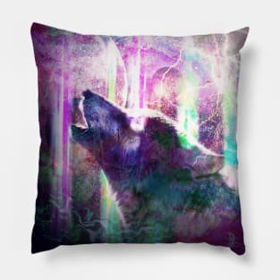 Psychedelic Trippy Wolf Pillow