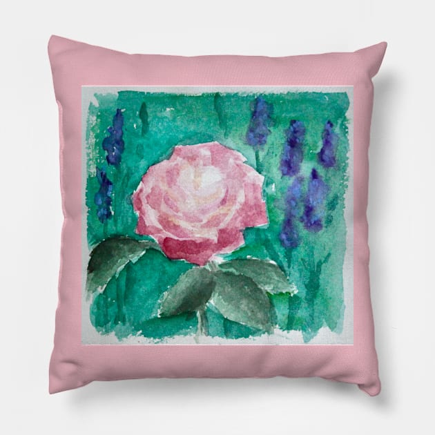 watercolor rose Pillow by svenj-creates
