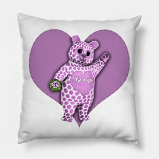 I Love You Polka Dot Bear Pillow