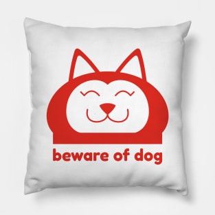 Beware of Dog Sign Vector Illustration Pillow