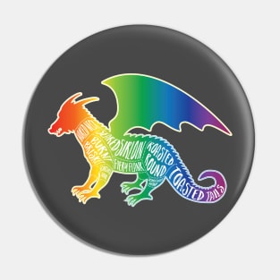 Rainbow Dragon on Black - Fantasy Butcher Cuts of Meat Pin