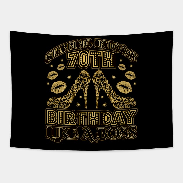 Stepping into my 70th Birthday Boss Tapestry by aneisha