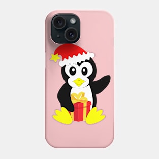 Cute penguin with christmas present Phone Case