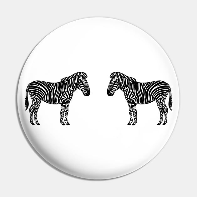 Zebras in Love - animal ink art design - on white Pin by Green Paladin