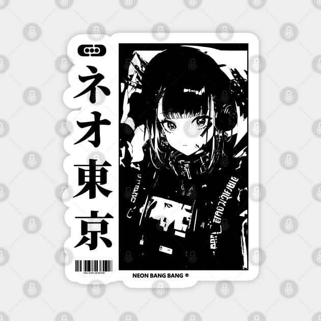 Vaporwave Cyberpunk Japanese Manga Girl Magnet by Neon Bang Bang