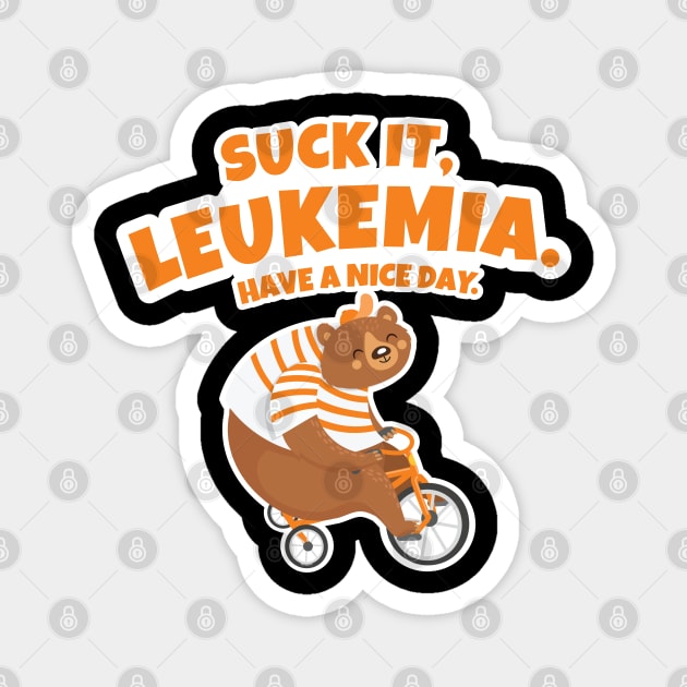 Suck It Leukemia | Bear Riding Tricycle Magnet by jomadado