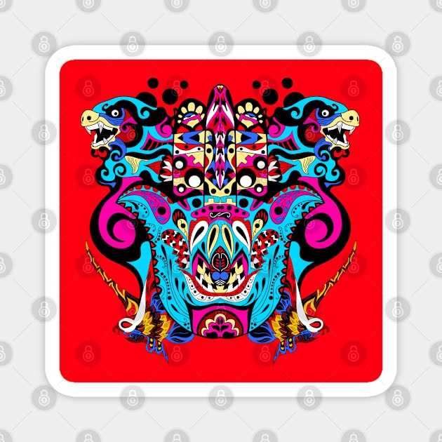 kaijuu in pattern madness ecopop Magnet by jorge_lebeau