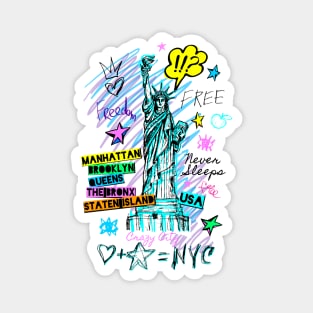 New York, American liberty, freedom. Cool t-shirt quote trendy fashion Magnet