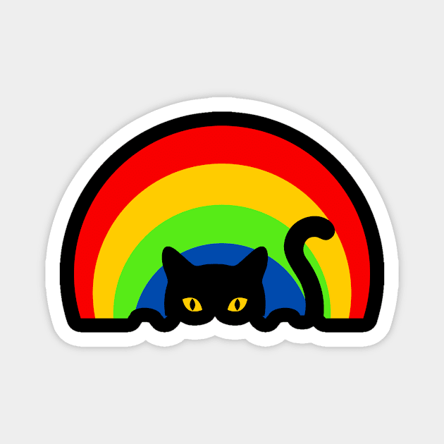 Rainbow Cat Red Yellow Green Blue Funny Happy Witty Joke Sarcastic Spiritual Animal Birthday Gift Magnet by EpsilonEridani