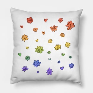 Heartstopper flowers lgbt rainbow Pillow