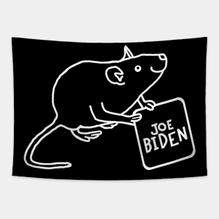 Minimal Line Drawing of Rat with Joe Biden Sign Tapestry