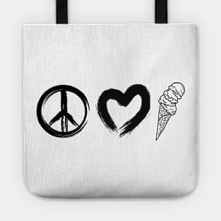 peace love and ice cream Tote