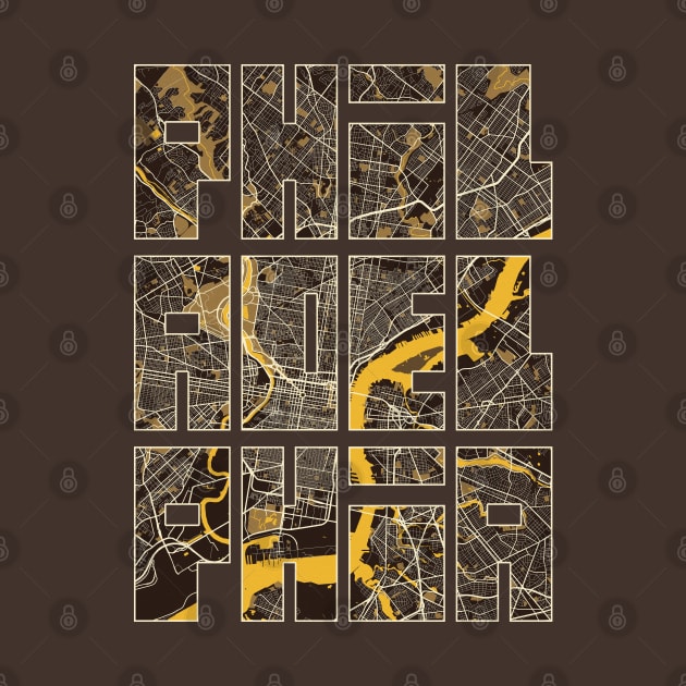 Philadelphia, Pennsylvania City Map Typography - Pastel by deMAP Studio