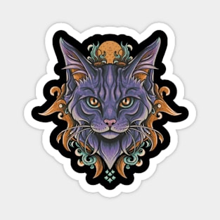 Gothic Cat Illustration Tattoo Magnet