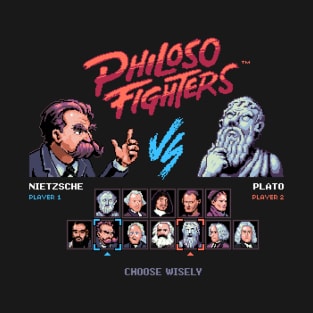 Philoso Fighters Funny Retro Arcade Game Characters T-Shirt