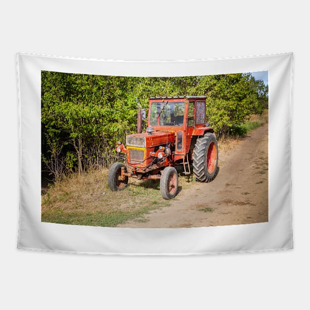 Transylvanian Red Tractor Tapestry by GrahamPrentice