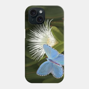 Blue butterfly and flower Phone Case