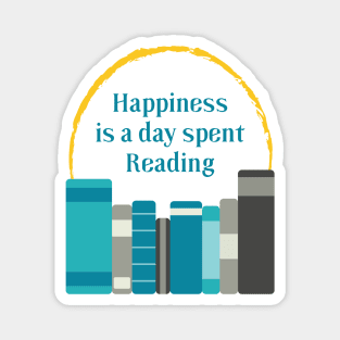 Happiness is a Day Spent Reading | Turquoise Grey | White Magnet