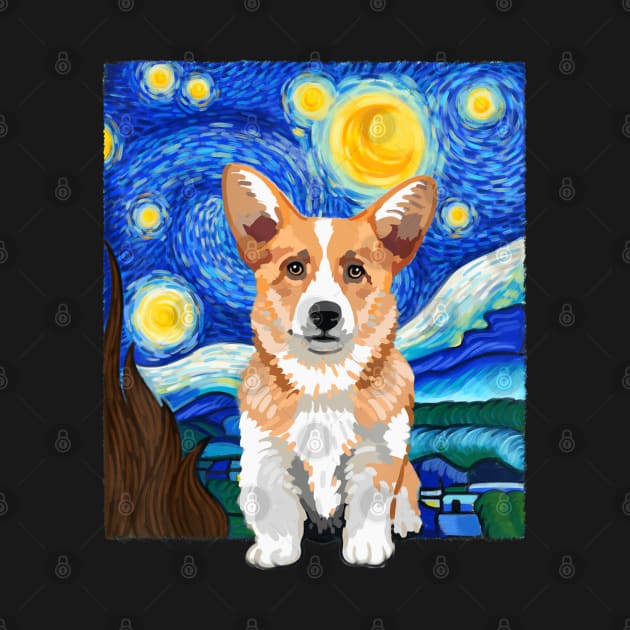 Corgi Dog Lover Starry Night Dog Corgi van gogh by Mitsue Kersting