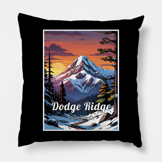 Dodge Ridge ski California USA Pillow by UbunTo