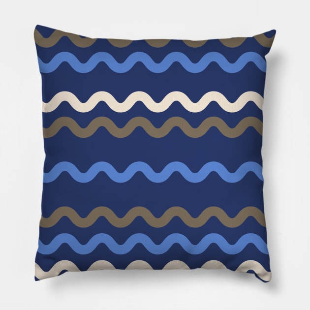 Waves by the beach - pasifika vibes  in blues, grey and white - deep calm - check out coordinating designs Pillow by FrancesPoff