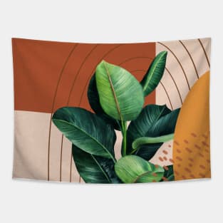 Mid Century Modern Ficus Illustration, Abstract Botanical Illustration Tapestry