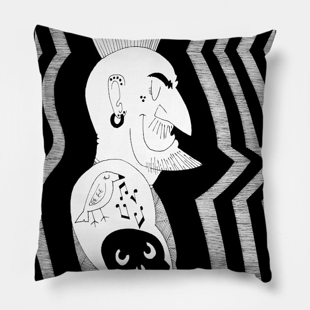 Happy punk Pillow by adrianserghie