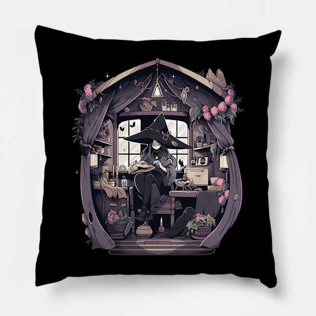 Cute Stay-at-Home Witch Pillow by DarkSideRunners