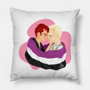 Crowley and Aziraphale Ace Pride Flag Pillow