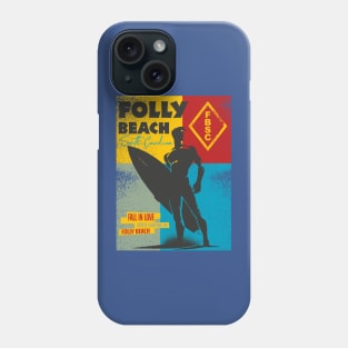 Folly Beach  South Carolina Surfer Silhouette Distressed Phone Case