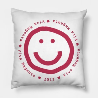 Smiley Face in Viva Magenta Pantone Color of the Year 2023 Pillow