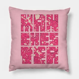 Manchester, England City Map Typography - Blossom Pillow